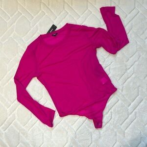 EXPRESS Mesh Crew Neck Long Sleeve Bodysuit